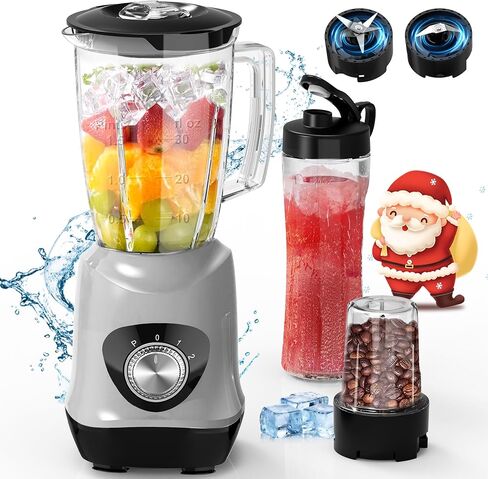 Personal Blender for Shakes and Smoothies, Portable Blender and Grinder Combo with No-BPA 34oz Blender Cup, 20oz To-Go Cup & Spout Lids, 5oz Grinding Cup for Shakes, Frozen Drinks, Sauces, 10-Piece in Saudi Arabia