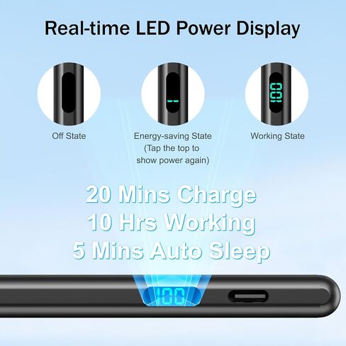 Stylus Pen for iPad 2024-2018 with LED Power Display Fast Charge,Palm Rejection Pencil for iPad Air 11/13 M2,iPad Pro 11/13 M4,iPad 10/9/8/7/6th,iPad Pro 11/12.9",iPad Air 5/4/3rd,iPad Mini 7/6/5 in Kuwait