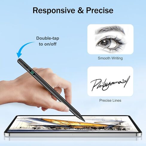 Stylus Pen for iPad 2024-2018 with LED Power Display Fast Charge,Palm Rejection Pencil for iPad Air 11/13 M2,iPad Pro 11/13 M4,iPad 10/9/8/7/6th,iPad Pro 11/12.9",iPad Air 5/4/3rd,iPad Mini 7/6/5 in Kuwait