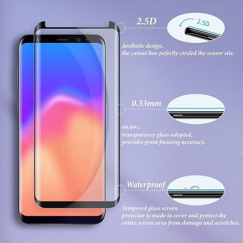 2 Pack Screen Protector for Samsung Galaxy S9, 3D Curved Easy Installation Case-Friendly HD Tempered Glass for Samsung Galaxy S9 in Saudi Arabia
