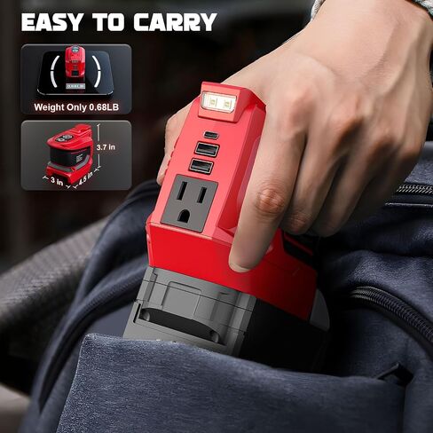 2 Packs Power Inverter for Dewalt 20V Battery, 200W Battery Inverter 20V to 110V-120V, Portable Power Adapter Charger Adapter Power Station Power Supply with 2 USB & 1 Type-C & 1 AC Outlet(No Battery) in Kuwait