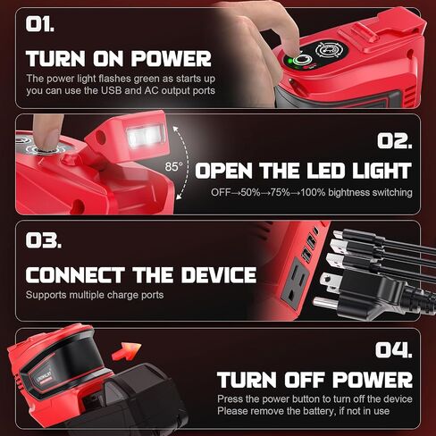 2 Packs Power Inverter for Dewalt 20V Battery, 200W Battery Inverter 20V to 110V-120V, Portable Power Adapter Charger Adapter Power Station Power Supply with 2 USB & 1 Type-C & 1 AC Outlet(No Battery) in Kuwait