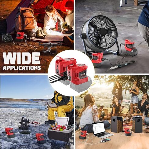 2 Packs Power Inverter for Dewalt 20V Battery, 200W Battery Inverter 20V to 110V-120V, Portable Power Adapter Charger Adapter Power Station Power Supply with 2 USB & 1 Type-C & 1 AC Outlet(No Battery) in Kuwait