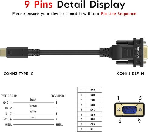 USB to RS232, USB Serial Adapter with FTDI Chipset,USB 2.0 to Male DB9 Serial Cable for Windows 11,10, 8, 7, Vista, XP, 2000, Linux and Mac OS(6ft)… in Kuwait