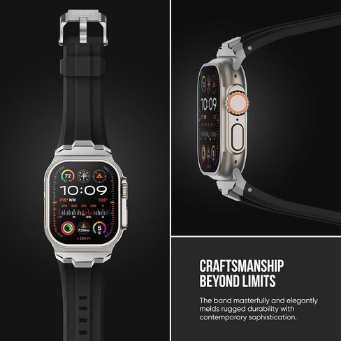 سوار رياضي مناسب لساعة Apple Watch Ultra 2/Ultra Bands 49 مم 46 مم 45 مم 44 مم 42 مم (السلسلة 3)، موصل عريض متين من الفولاذ المقاوم للصدأ 316L حزام سيليكون متين لـ iWatch Ultra 10 9 8 7 6 5 4 3 SE in Saudi Arabia