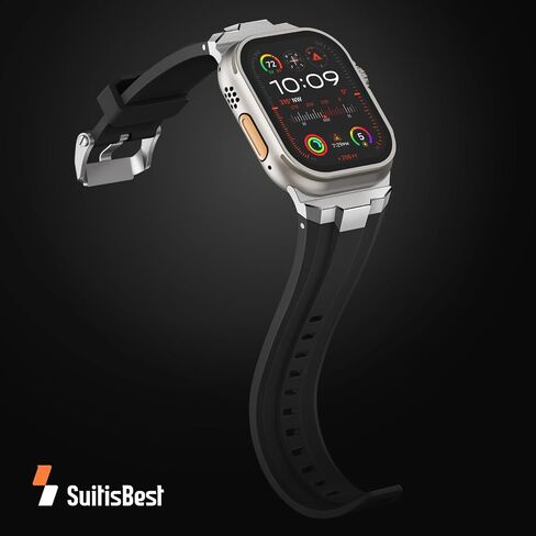 سوار رياضي مناسب لساعة Apple Watch Ultra 2/Ultra Bands 49 مم 46 مم 45 مم 44 مم 42 مم (السلسلة 3)، موصل عريض متين من الفولاذ المقاوم للصدأ 316L حزام سيليكون متين لـ iWatch Ultra 10 9 8 7 6 5 4 3 SE in Saudi Arabia