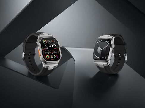 سوار رياضي مناسب لساعة Apple Watch Ultra 2/Ultra Bands 49 مم 46 مم 45 مم 44 مم 42 مم (السلسلة 3)، موصل عريض متين من الفولاذ المقاوم للصدأ 316L حزام سيليكون متين لـ iWatch Ultra 10 9 8 7 6 5 4 3 SE in Saudi Arabia