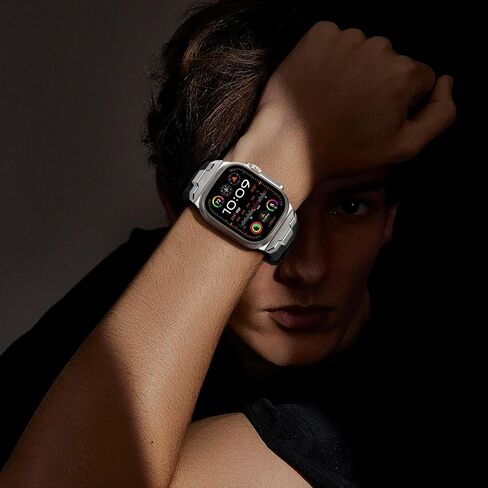 سوار رياضي مناسب لساعة Apple Watch Ultra 2/Ultra Bands 49 مم 46 مم 45 مم 44 مم 42 مم (السلسلة 3)، موصل عريض متين من الفولاذ المقاوم للصدأ 316L حزام سيليكون متين لـ iWatch Ultra 10 9 8 7 6 5 4 3 SE in Saudi Arabia