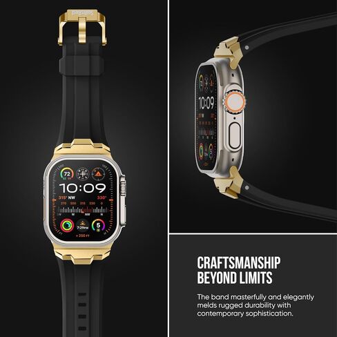 سوار رياضي مناسب لساعة Apple Watch Ultra 2/Ultra Bands 49 مم 46 مم 45 مم 44 مم 42 مم (السلسلة 3)، موصل عريض متين من الفولاذ المقاوم للصدأ 316L حزام سيليكون متين لـ iWatch Ultra 10 9 8 7 6 5 4 3 SE in Kuwait