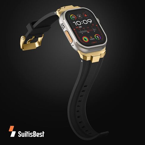 سوار رياضي مناسب لساعة Apple Watch Ultra 2/Ultra Bands 49 مم 46 مم 45 مم 44 مم 42 مم (السلسلة 3)، موصل عريض متين من الفولاذ المقاوم للصدأ 316L حزام سيليكون متين لـ iWatch Ultra 10 9 8 7 6 5 4 3 SE in Kuwait