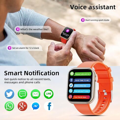 ساعة هواجول الذكية، ساعة ذكية للاتصال بالبلوتوث للرجال والنساء، عداد الخطى، أوضاع تمرين متعددة، متوافقة مع iOS وأندرويد، شاشة 1.83 بوصة لتتبع اللياقة البدنية in Kuwait