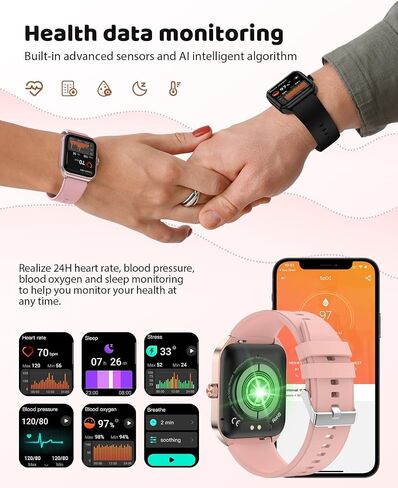 Smart Watch for Women, 1.91" HD Touch Screen Smartwatch with 100+ Sports, Blood Pressure, Heart Rate, Blood Oxygen, Sleep Monitor, IP68 Waterproof Fitness Tracker Compatible with Android iOS iPhone in Saudi Arabia