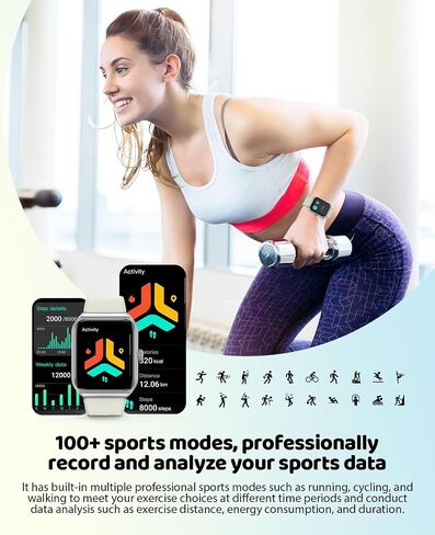Smart Watch for Women, 1.91" HD Touch Screen Smartwatch with 100+ Sports, Blood Pressure, Heart Rate, Blood Oxygen, Sleep Monitor, IP68 Waterproof Fitness Tracker Compatible with Android iOS iPhone in Saudi Arabia