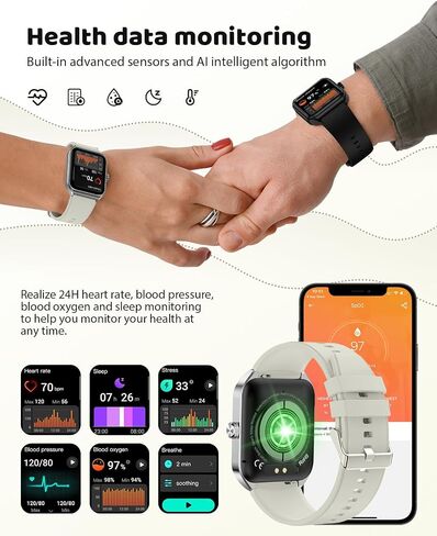 Smart Watch for Women, 1.91" HD Touch Screen Smartwatch with 100+ Sports, Blood Pressure, Heart Rate, Blood Oxygen, Sleep Monitor, IP68 Waterproof Fitness Tracker Compatible with Android iOS iPhone in Saudi Arabia