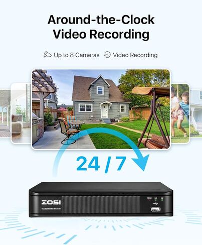 ZOSI 4 Pack 1080p 2MP HD-TVI كاميرا مراقبة منزلية خارجية داخلية 1920TVL، كاميرا مراقبة مقاومة للطقس CCTV كاميرا قبة سوداء، رؤية ليلية 80 قدمًا، 24 قطعة LED، زاوية رؤية 90 درجة in Kuwait