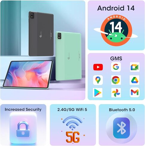 تابلت CWOWDEFU Android، تابلت 10 بوصة مع ذاكرة وصول عشوائي 128 جيجابايت (حتى 1 تيرابايت)، يتميز ببطارية 6000 مللي أمبير في الساعة، 5G WiFi 6، بلوتوث 5.0، كاميرا مزدوجة 8 ميجابكسل/5 ميجابكسل، أفضل هدية لعائلتك وطفلك وأطفالك in Saudi Arabia