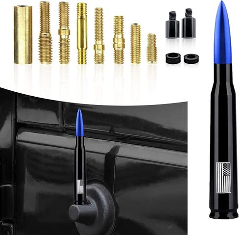 1 PC Car Bullet Modified Antenna, American Flag Printed Stable Signal Receiving Antenna, Patriotic Decorative Replacement Accessories, Suitable for Ford F150, Wrangler, Jeep, Chevrolet (Blue) in Saudi Arabia
