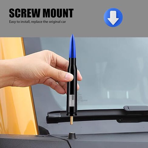 1 PC Car Bullet Modified Antenna, American Flag Printed Stable Signal Receiving Antenna, Patriotic Decorative Replacement Accessories, Suitable for Ford F150, Wrangler, Jeep, Chevrolet (Blue) in Saudi Arabia