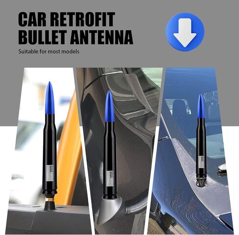 1 PC Car Bullet Modified Antenna, American Flag Printed Stable Signal Receiving Antenna, Patriotic Decorative Replacement Accessories, Suitable for Ford F150, Wrangler, Jeep, Chevrolet (Blue) in Saudi Arabia