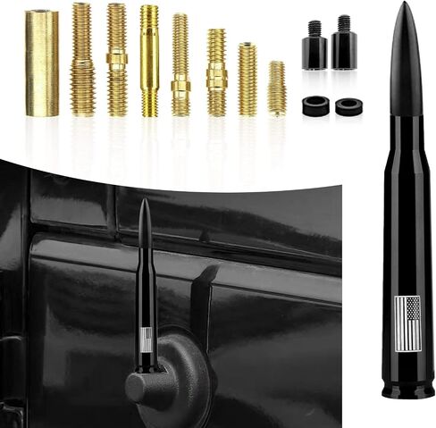 1 PC Car Bullet Modified Antenna, American Flag Printed Stable Signal Receiving Antenna, Patriotic Decorative Replacement Accessories, Suitable for Ford F150, Wrangler, Jeep, Chevrolet (Blue) in Saudi Arabia