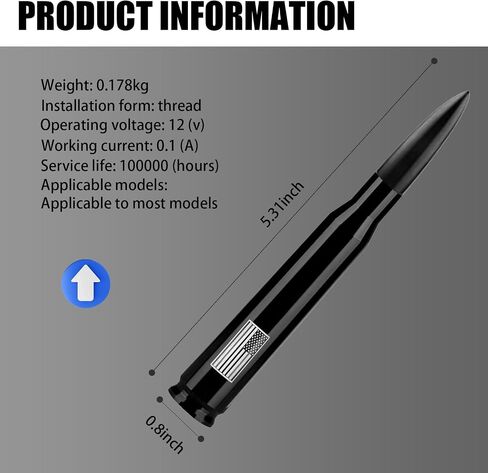 1 PC Car Bullet Modified Antenna, American Flag Printed Stable Signal Receiving Antenna, Patriotic Decorative Replacement Accessories, Suitable for Ford F150, Wrangler, Jeep, Chevrolet (Blue) in Saudi Arabia