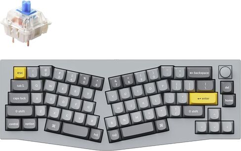 إصدار مقبض لوحة المفاتيح الميكانيكية السلكية المخصصة Keychron Q8، 65% Alice Layout QMK/VIA قابل للبرمجة مع Gateron G Pro Blue Switch حشية مزدوجة قابلة للتبديل السريع متوافقة مع نظام التشغيل Mac Windows Linux (رمادي) in Kuwait