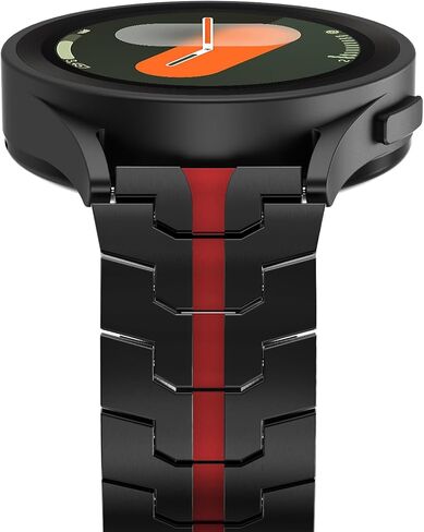 FULLIFE Compatible with Samsung Galaxy Watch 7 6 5 4 FE 40mm 44mm Band Metal Folding Clasp Stainless Steel 20mm Galaxy Watch 6 Classic 4 Classic 5 Pro 43mm 47mm 42mm 46mm 45mm for Men Women, Black/Red in Kuwait