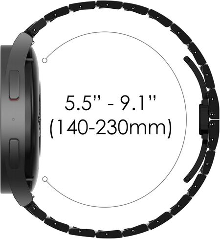 FULLIFE Compatible with Samsung Galaxy Watch 7 6 5 4 FE 40mm 44mm Band Metal Folding Clasp Stainless Steel 20mm Galaxy Watch 6 Classic 4 Classic 5 Pro 43mm 47mm 42mm 46mm 45mm for Men Women, Black/Red in Kuwait