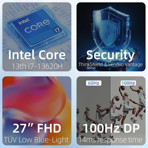 كمبيوتر سطح المكتب Lenovo ThinkCentre Neo 50a الكل في واحد، شاشة 27 بوصة FHD 100 هرتز، Intel Core i7-13620H، ذاكرة الوصول العشوائي DDR5 سعة 32 جيجابايت، SSD 1 تيرابايت، كاميرا ويب، HDMI، النوع C، Wi-Fi 6، لوحة مفاتيح وماوس سلكية، Windows 11 برو in Saudi Arabia