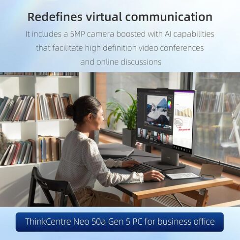 كمبيوتر سطح المكتب Lenovo ThinkCentre Neo 50a الكل في واحد، شاشة 27 بوصة FHD 100 هرتز، Intel Core i7-13620H، ذاكرة الوصول العشوائي DDR5 سعة 32 جيجابايت، SSD 1 تيرابايت، كاميرا ويب، HDMI، النوع C، Wi-Fi 6، لوحة مفاتيح وماوس سلكية، Windows 11 برو in Saudi Arabia