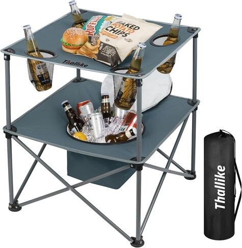 Portable Picnic Camping Table That Fold Up Lightweight, Folding Camping Table 77LBS Load-Bearing, Beach Table with 4 Tear Resistance Cup Holders, Carry Bag for Camp Outdoor Fishing in Saudi Arabia