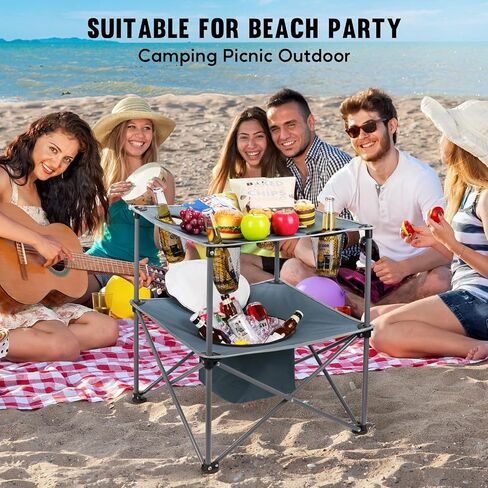 Portable Picnic Camping Table That Fold Up Lightweight, Folding Camping Table 77LBS Load-Bearing, Beach Table with 4 Tear Resistance Cup Holders, Carry Bag for Camp Outdoor Fishing in Saudi Arabia
