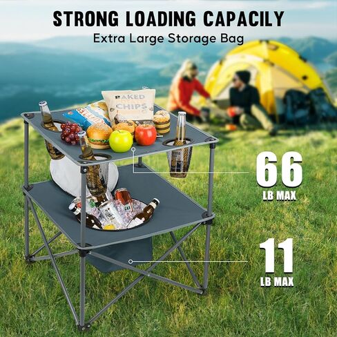 Portable Picnic Camping Table That Fold Up Lightweight, Folding Camping Table 77LBS Load-Bearing, Beach Table with 4 Tear Resistance Cup Holders, Carry Bag for Camp Outdoor Fishing in Saudi Arabia