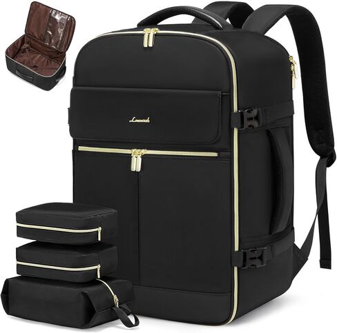 LOVEVOOK Travel Backpack for Women, 40L Large Carry On Backpack Flight Approved, Waterproof Personal Item Travel Bag Fits 17.3'' Laptop,TSA Backpack Suitcase with 3 Packing Cubes in Saudi Arabia