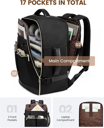 LOVEVOOK Travel Backpack for Women, 40L Large Carry On Backpack Flight Approved, Waterproof Personal Item Travel Bag Fits 17.3'' Laptop,TSA Backpack Suitcase with 3 Packing Cubes in Saudi Arabia
