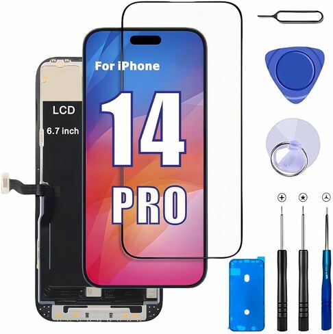for iPhone 13 Pro Screen Replacement Kit, 6.1’’ 3D Touch LCD Display Digitizer Replacement Screen COF Full HD Assembly Stainless Steel Repair Kits + Waterproof+Screen Protector(Incell) in Kuwait