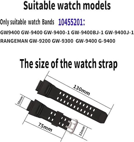استبدال حزام الساعة من الراتنج Topuly لـ Casio G Shock 10455201 GW9400 GW-9400 GW-9400-1 GW-9400BJ-1 GW-9400J-1 RANGEMAN GW-9200 GW-9300 G-9400 ملحقات حزام Wirstband للرجال والنساء in Kuwait
