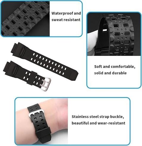 استبدال حزام الساعة من الراتنج Topuly لـ Casio G Shock 10455201 GW9400 GW-9400 GW-9400-1 GW-9400BJ-1 GW-9400J-1 RANGEMAN GW-9200 GW-9300 G-9400 ملحقات حزام Wirstband للرجال والنساء in Kuwait