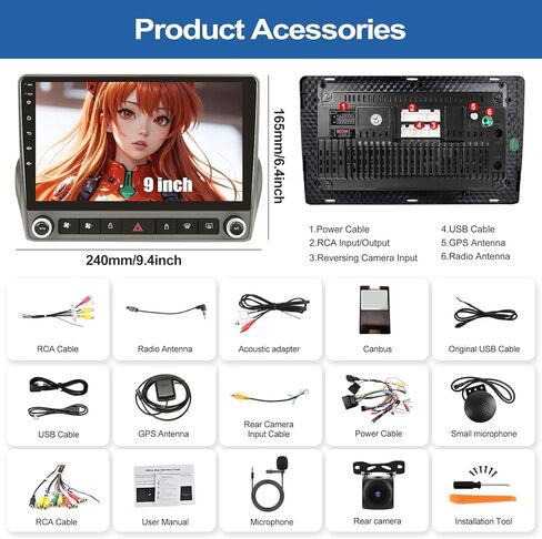 8-Core 4G+64G Car Radio for Chevrolet Chevy Camaro 2010-2015 with Wireless CarPlay Android Auto 9" IPS Android 13 Head Unit Touch Screen Car Stereo with DSP Bluetooth 5.0 GPS Navigation Backup Camera in Kuwait