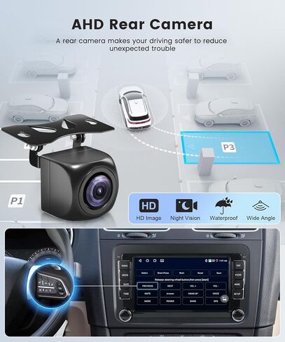 4G+64G Car Radio Stereo for VW Passat Jetta Tiguan Golf MK5 MK6 T5 EOS Polo, Android Rimoody 7'' Wireless Carplay Android Auto Mirror Link GPS 4G-WiFi BT 5.0 FM/AM/RDS DSP Camera in Saudi Arabia