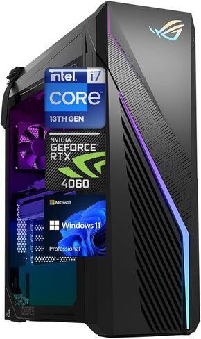 ASUS ROG Strix i7 RTX 4060 Ultimate Gaming Desktop, Intel i7-13700F (Beats Intel i9-12900K), NVIDIA GeForce RTX 4060, 64GB RAM, 4TB SSD, Wi-Fi 6, RJ-45, DisplayPort, Wired KB & Mouse, W11P, Black in Saudi Arabia