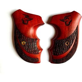 BMPL Hardwood Open Back Taurus Model 85 856 M 85 M85 M856 .38 Special 2" 2 inch Grips Hard Wood Checkered Finger Groove Handmade Handcraft #T0012