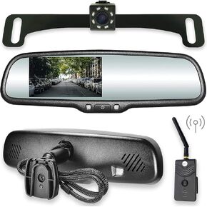 Master Tailgaters 10.5" OEM Rear View Mirror with 4.3" LCD Screen + Wireless Transmitter & 170° LED Backup Camera | Universal Rearview | Auto Adjusting Brightness LCD | Anti Glare | Full Replacement