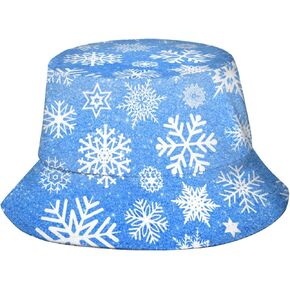 Christmas Snowflakes Bucket Hat Merry Christmas Sun Hat Fisherman Hat Caps for Men Women Boys Girls