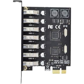 Xiwai 7 Ports PCI-E to USB 3.0 HUB PCI Express Expansion Card Adapter 5Gbps for Motherboard