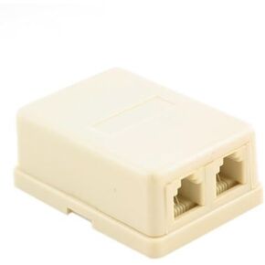 Wideskall® Wall Surface Mount Dual Telephone Jack 4 Conductor Modular (Ivory)