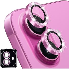 Designed for iPhone 16 and 16 Plus Camera Lens Protector, Bling Glitter Diamond Lens Cover 9H Tempered Glass Camera Cover Anti Scratch Shockproof Screen Protector