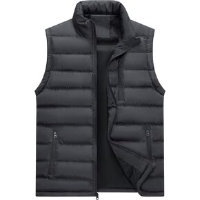 Vcansion Men's Outdoor Stand Collar Fleece Jacket Vest Casual Padded Vest Coats