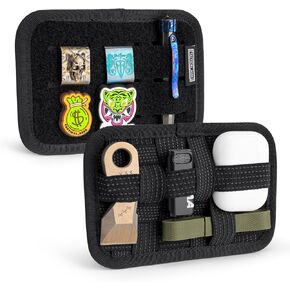 TCM2 Mini EDC Organizer Board, Anti-Slip Elastic Woven Board,Bag Insert Panel for Small Gear, Backpack Accessories for Everyday Necessary Gadget (Black)