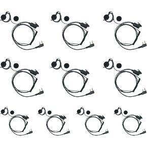 G Shape Earpiece Headset with PTT Mic Compatible with Baofeng Kenwood UV-5R BF-888S BF-F8HP BF-F9 TK-3140 TK-3400 TK-3402 Two Way Radio 10Pack